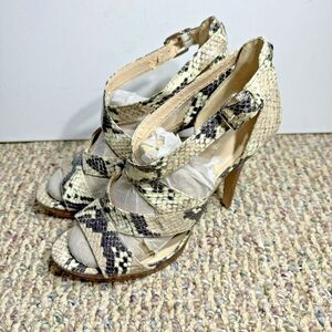 Nine West Womens’s Snakeskin Strappy Platform Sandal Heels Size 10